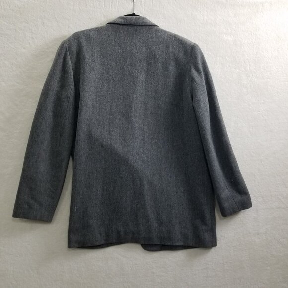 HARRIS WALLACE WOOL GREY JACKET BLAZER LONG SLEEVED WOMEN'S 10 button closure - Picture 2 of 9